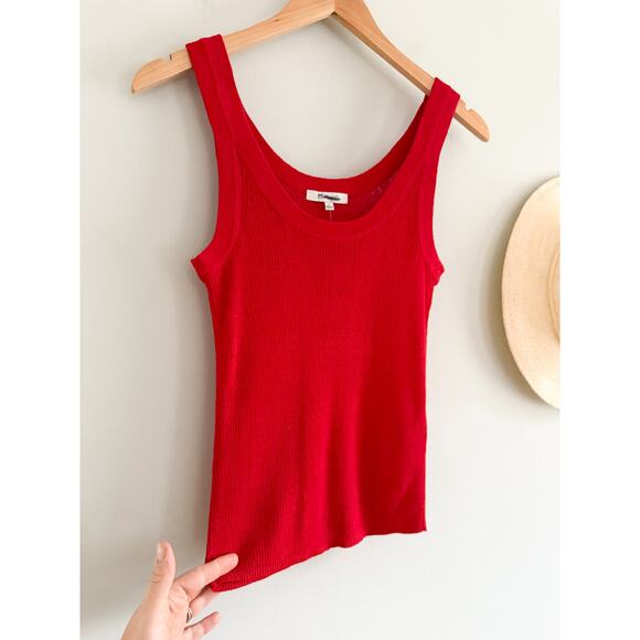 Madewell | NWT Linen-Blend Scoopneck Sweater Tank Festival Red | Sz S - Picture 3 of 8